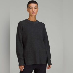 Lululemon Merino Wool-Blend Ribbed Crewneck Sweater - Size 12, gray